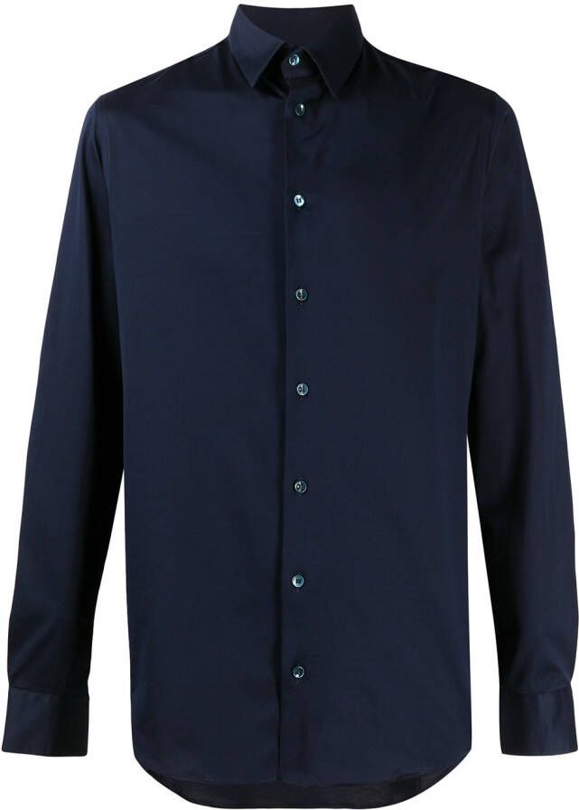 Giorgio Armani Katoenen overhemd Blauw