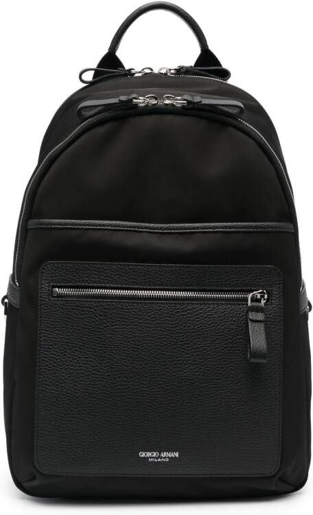 Giorgio Armani Leren rugzak Zwart