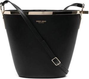Giorgio Armani logo-embossed bucket bag Zwart