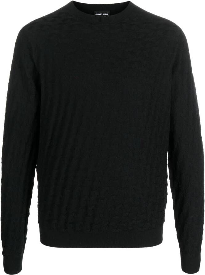 Giorgio Armani Trui met geborduurd logo Zwart