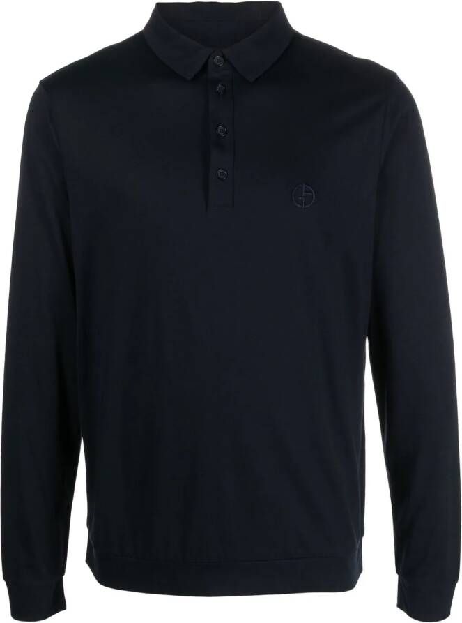 Giorgio Armani Poloshirt met geborduurd logo Blauw