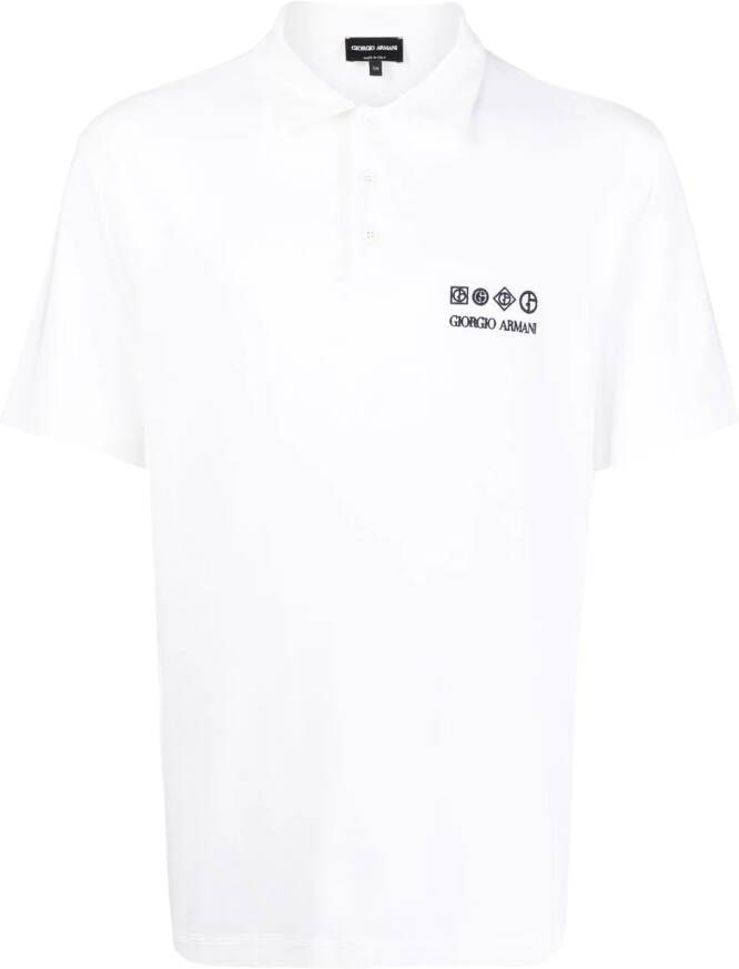 Giorgio Armani logo-embroidered polo shirt Wit