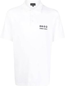 Giorgio Armani logo-embroidered polo shirt Wit