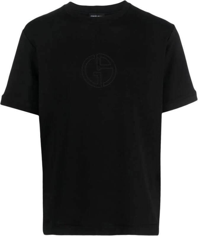 Giorgio Armani T-shirt met geborduurd logo Zwart