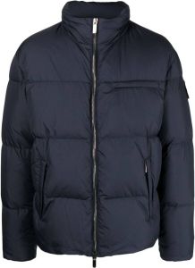 Giorgio Armani logo-patch sleeve padded jacket Blauw