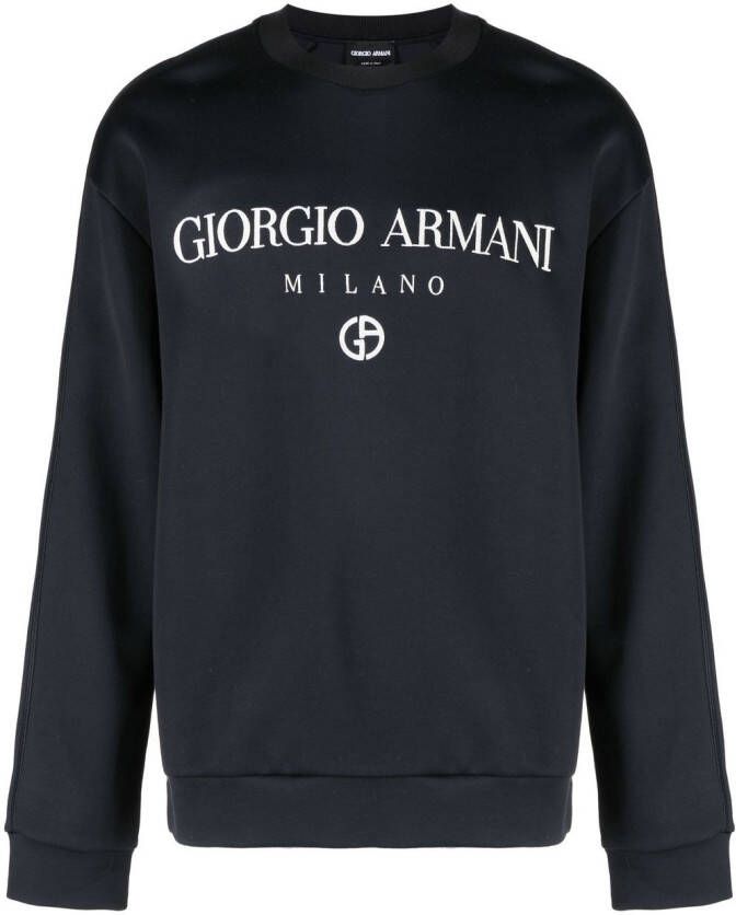 Giorgio Armani Sweater met logoprint Blauw