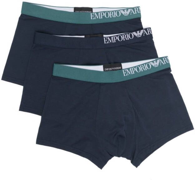 Emporio Armani Drie boxershorts met logoband Blauw