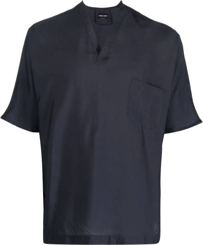 Giorgio Armani Overhemd met korte mouwen Blauw