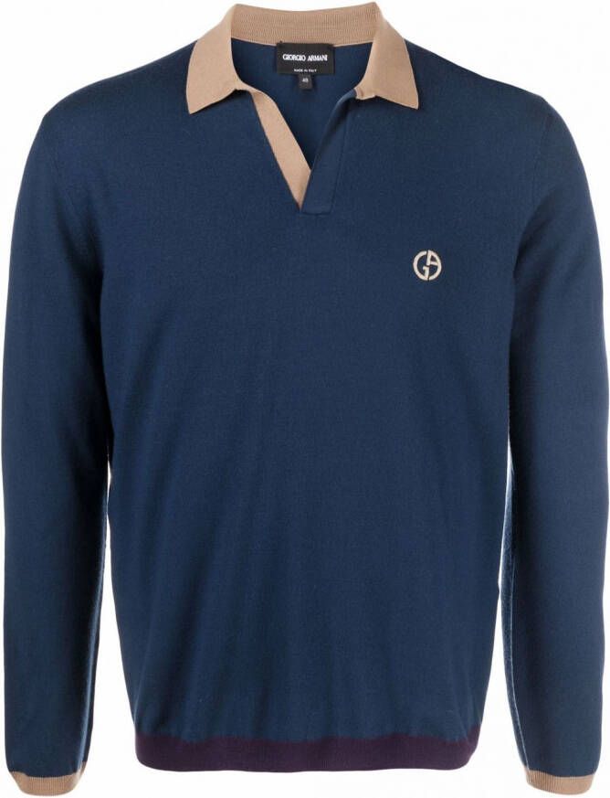 Giorgio Armani Poloshirt met geborduurd logo Blauw