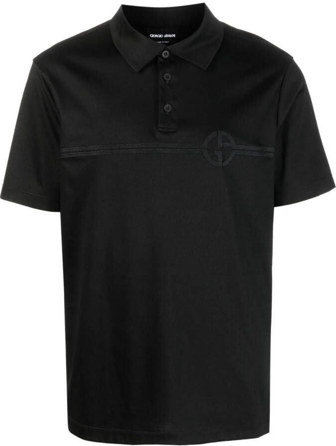 Giorgio Armani Poloshirt met geborduurd logo Zwart