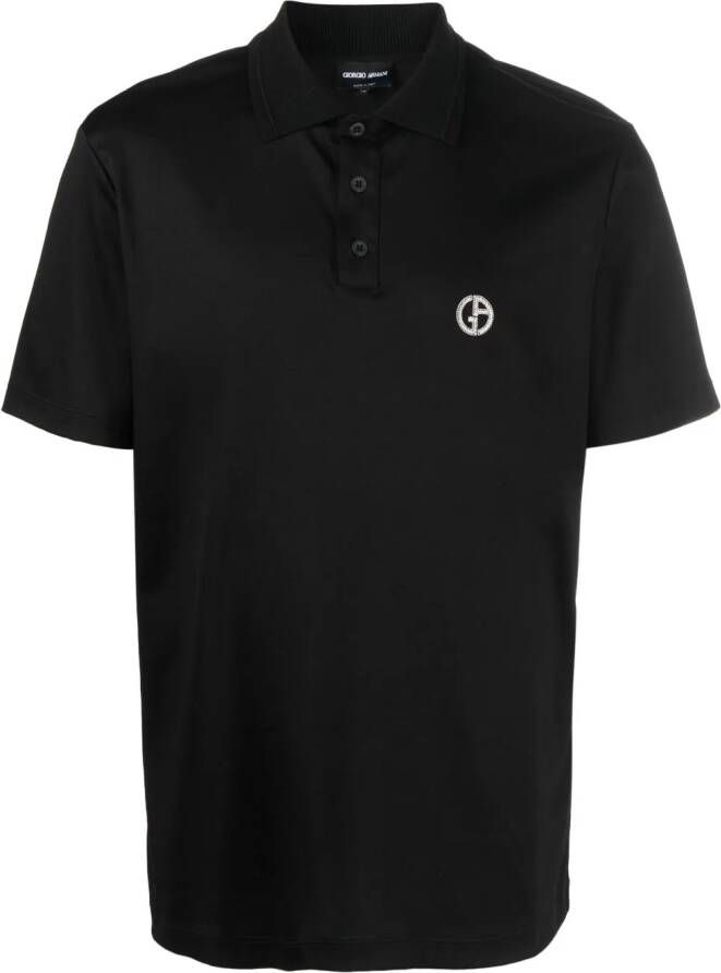 Giorgio Armani Poloshirt met geborduurd logo Zwart
