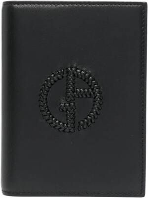 Giorgio Armani Portemonnee met geborduurd logo Zwart