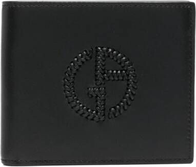 Giorgio Armani Portemonnee met geborduurd logo Zwart