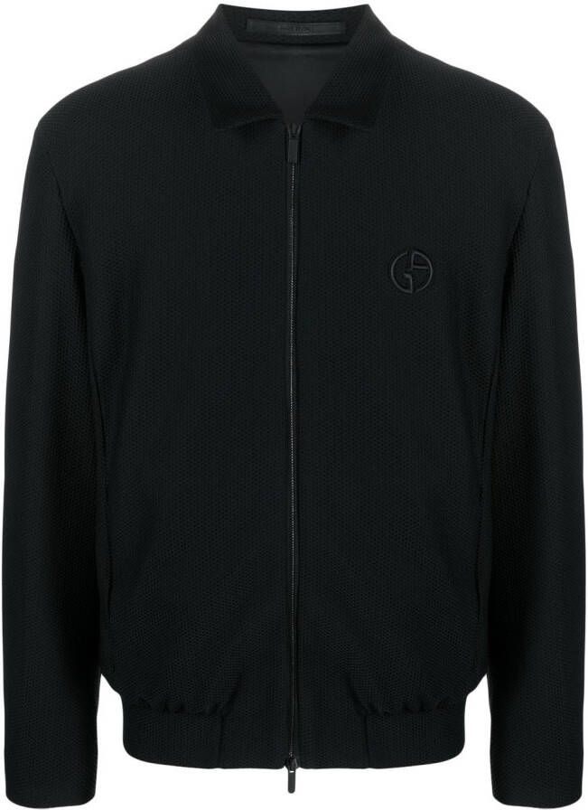 Giorgio Armani Shirtjack met geborduurd logo Zwart