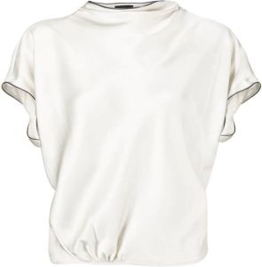 Giorgio Armani short-sleeve silk blouse Zilver