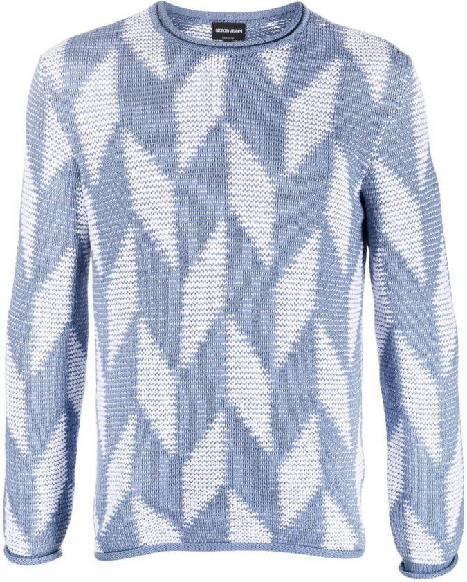 Giorgio Armani Sweater met geometrisch patroon Blauw