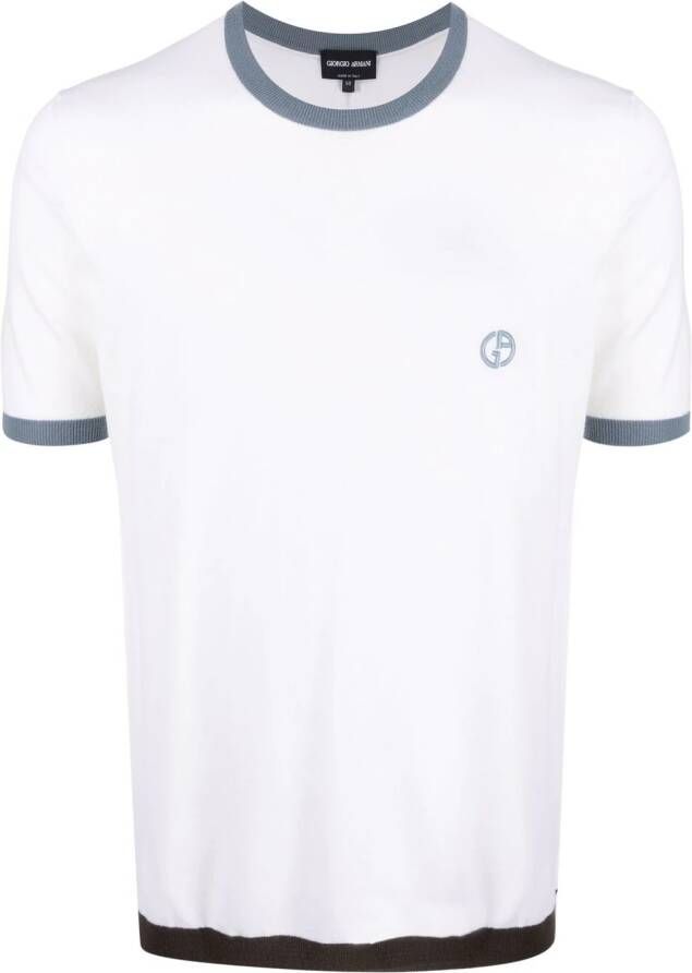 Giorgio Armani T-shirt met geborduurd logo Beige
