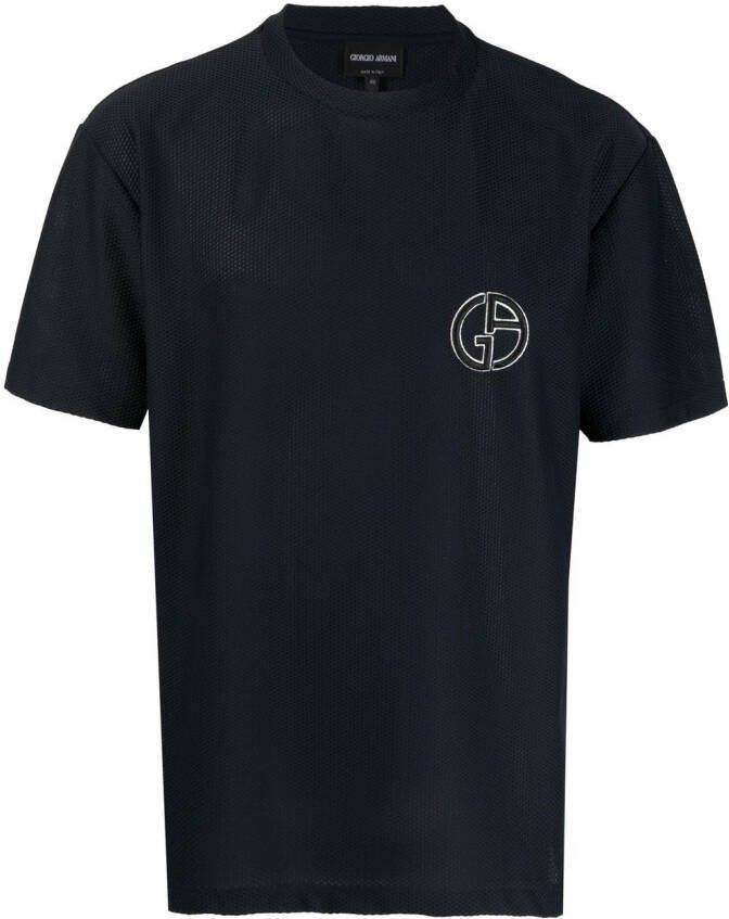 Giorgio Armani T-shirt met geborduurd logo Blauw