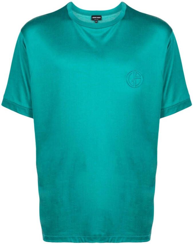Giorgio Armani T-shirt met geborduurd logo Groen