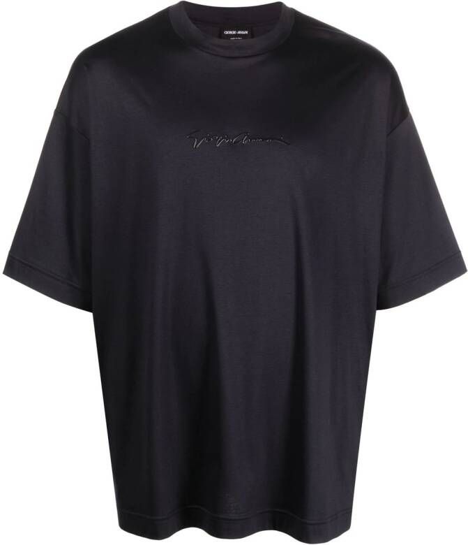 Giorgio Armani T-shirt met logo-reliëf Zwart