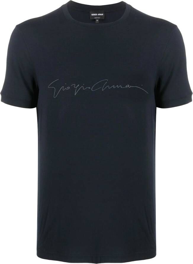 Giorgio Armani T-shirt met merk Blauw