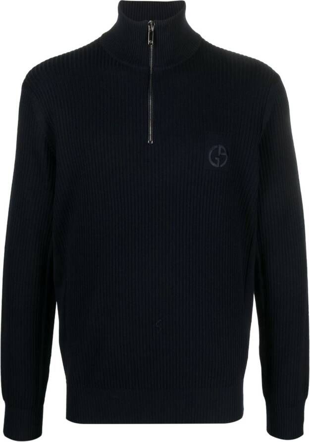 Giorgio Armani Trui met geborduurd logo Blauw