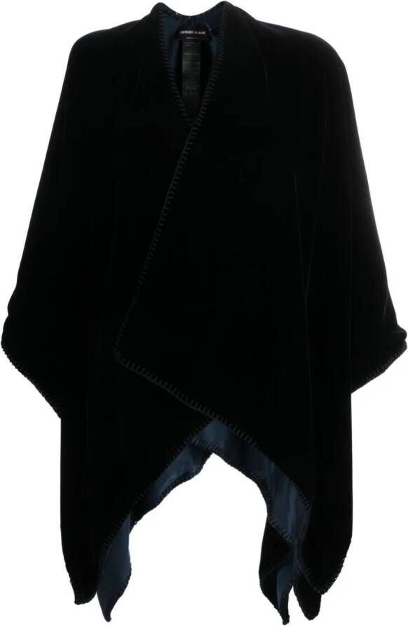 Giorgio Armani wraparound-style velvet cape Blauw