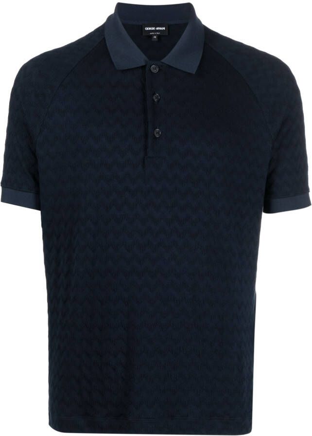 Giorgio Armani Poloshirt met zigzag-jacquard Blauw