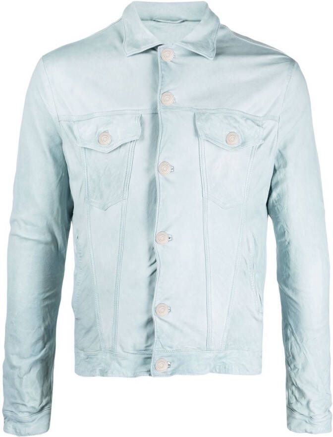 Giorgio Brato Leren bomberjack Blauw
