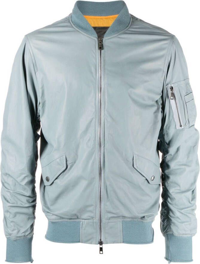 Giorgio Brato Leren bomberjack Blauw