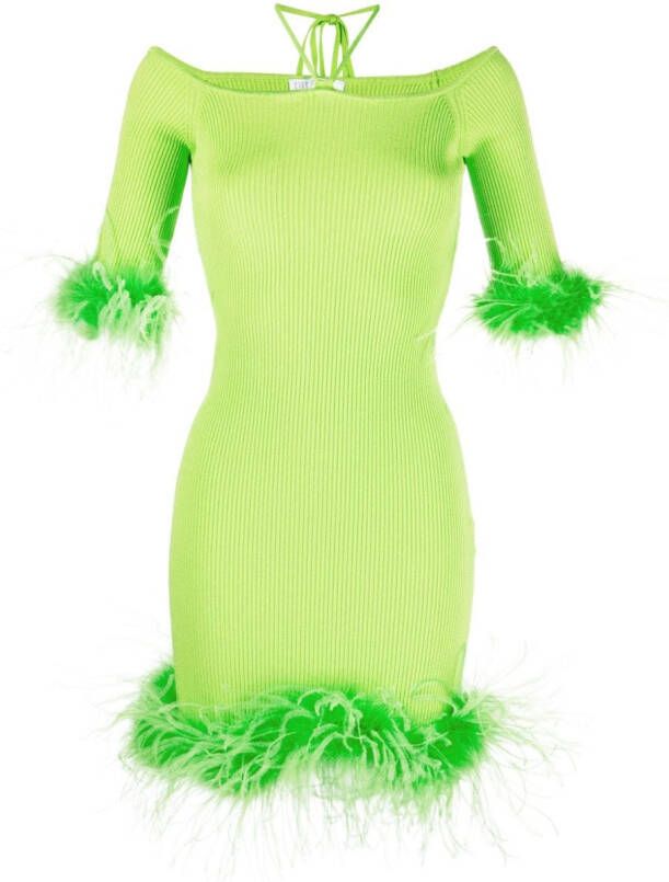 Giuseppe Di Morabito Mini-jurk met veren afwerking Groen