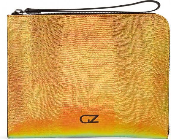 Giuseppe Zanotti Clutch met slangenhuid-effect Oranje