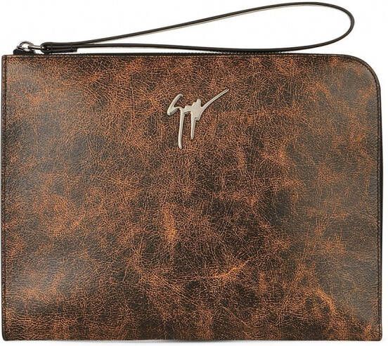 Giuseppe Zanotti Fabian leren clutch Bruin