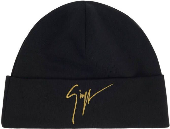 Giuseppe Zanotti Muts met geborduurd logo Zwart