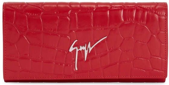 Giuseppe Zanotti Selene portemonnee met krokodillenleer-effect Rood
