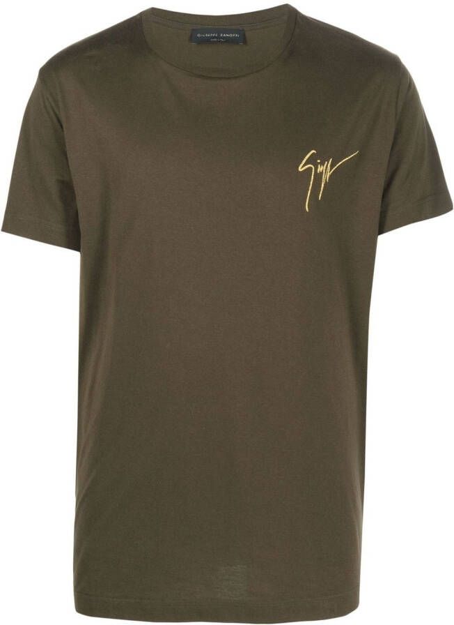 Giuseppe Zanotti T-shirt met geborduurd logo Groen