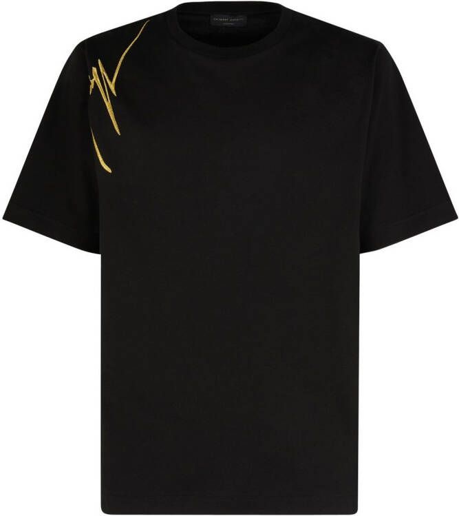 Giuseppe Zanotti T-shirt met geborduurd logo Zwart