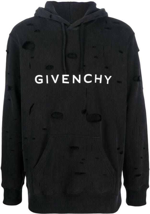 Givenchy Gerafelde hoodie Zwart