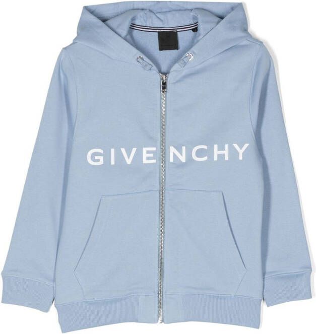 Givenchy Kids Hoodie met logoprint Blauw