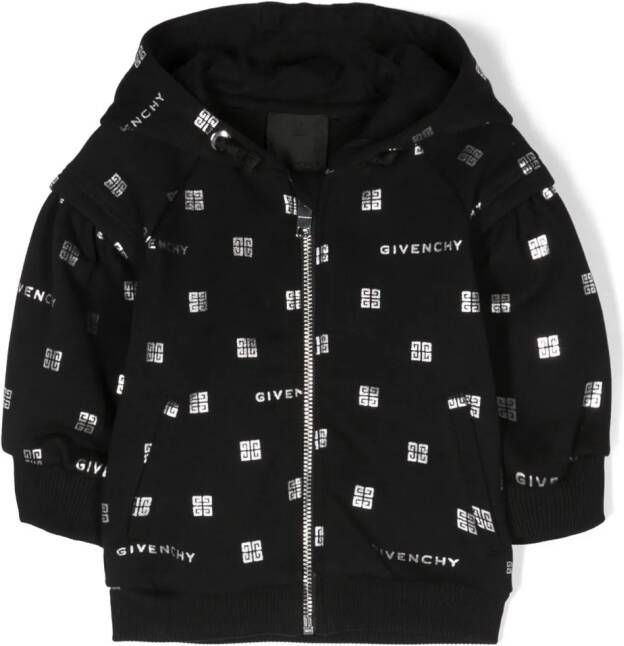Givenchy Kids Hoodie met metallic-logo Zwart