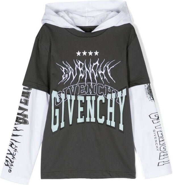 Givenchy Kids Hoodie met logoprint Grijs