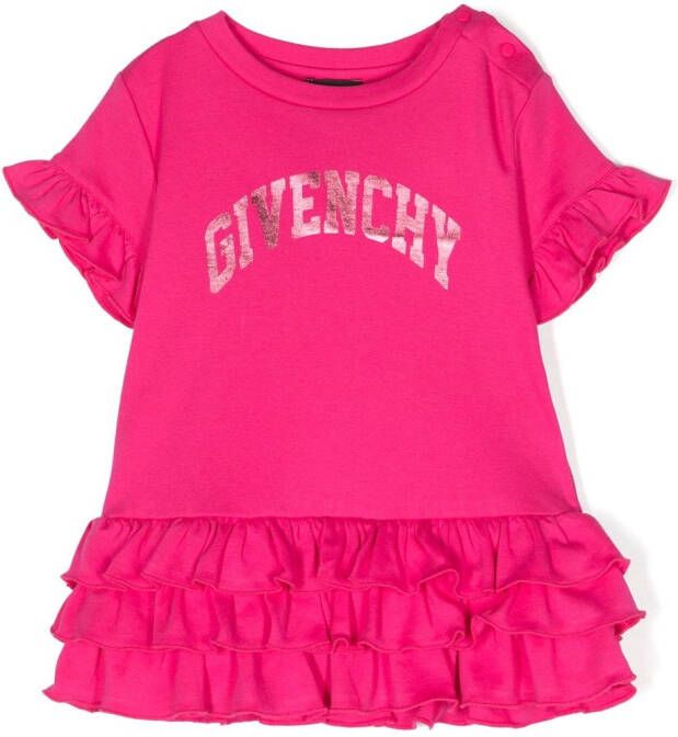 Givenchy Kids Jurk met metallic-logo Roze