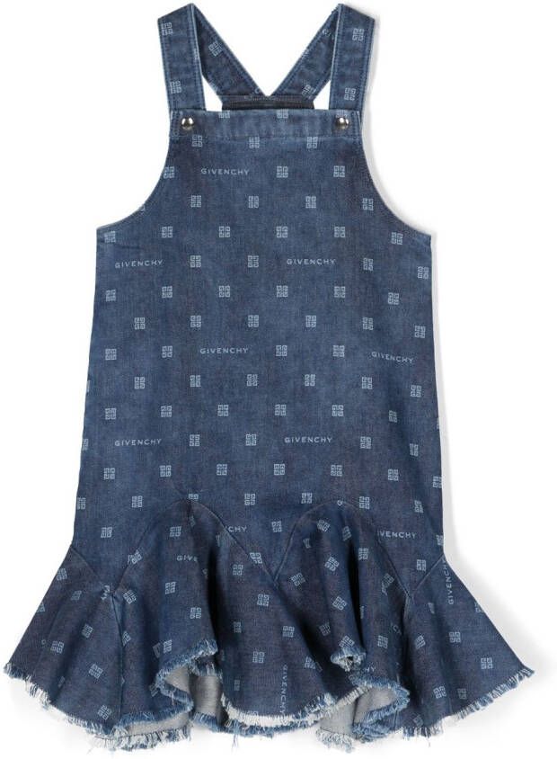 Givenchy Kids Mini-jurk met logoprint Blauw