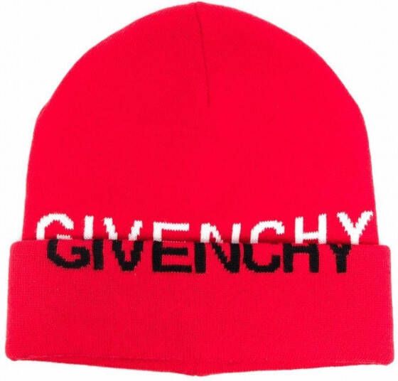 Givenchy Kids Muts met logoprint Rood