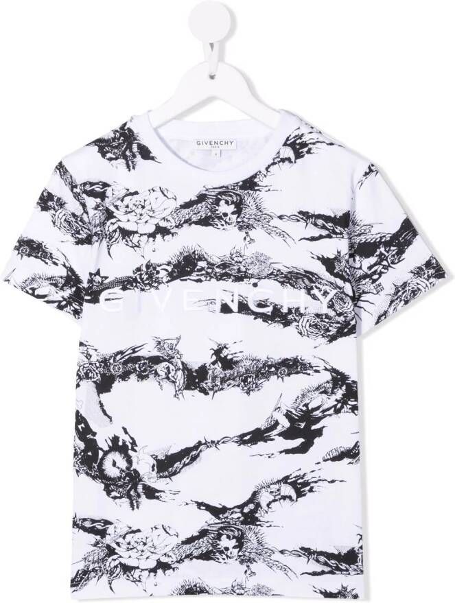 Givenchy Kids T-shirt met abstracte print Wit