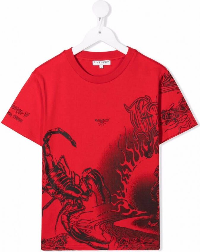 Givenchy Kids T-shirt met grafische print Rood