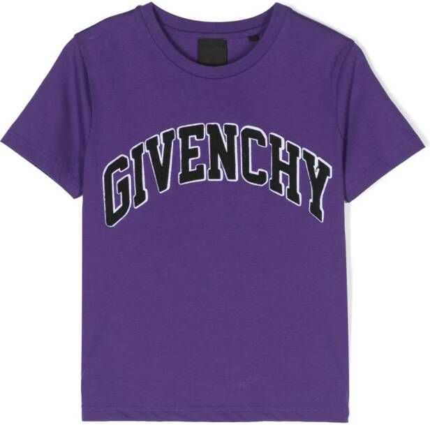 Givenchy Kids T-shirt met logo-applicatie Paars