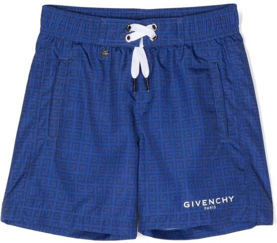 Givenchy Kids Zwembroek met logoprint Blauw