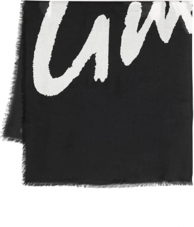 Givenchy logo-intarsia frayed scarf Zwart