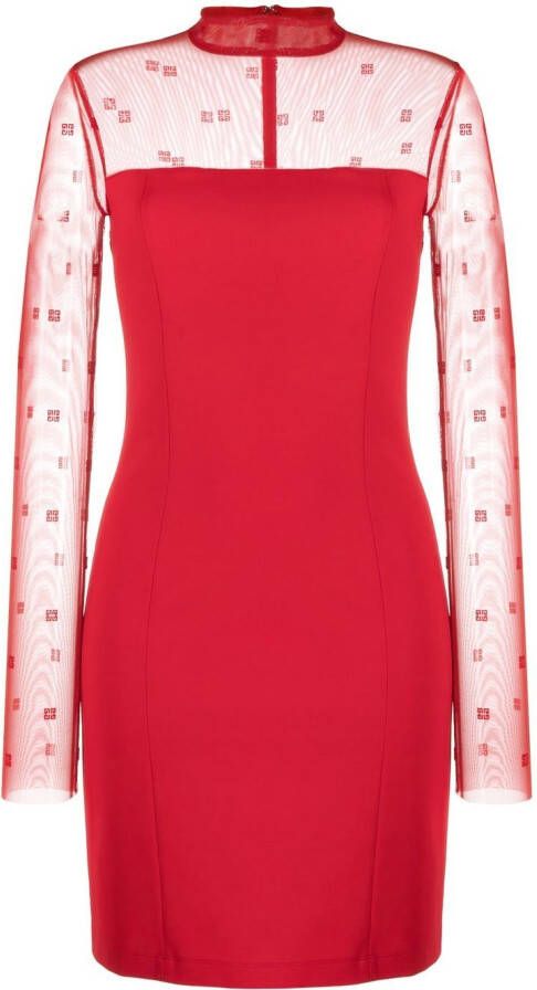Givenchy Mini-jurk met tule vlakken Rood